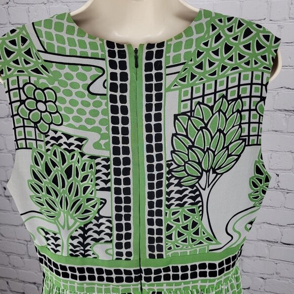 Anna Sui Anthropologie Green 100% Silk Sleeveless Lined Midi Dress 12 *defects - Picture 11 of 15